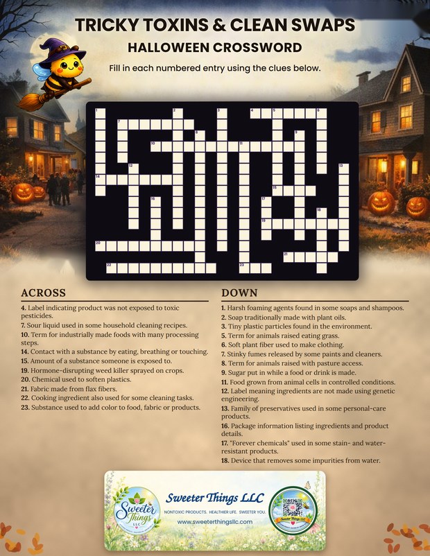 Preview of the Tricky Toxins and Clean Swaps Halloween crossword puzzle
